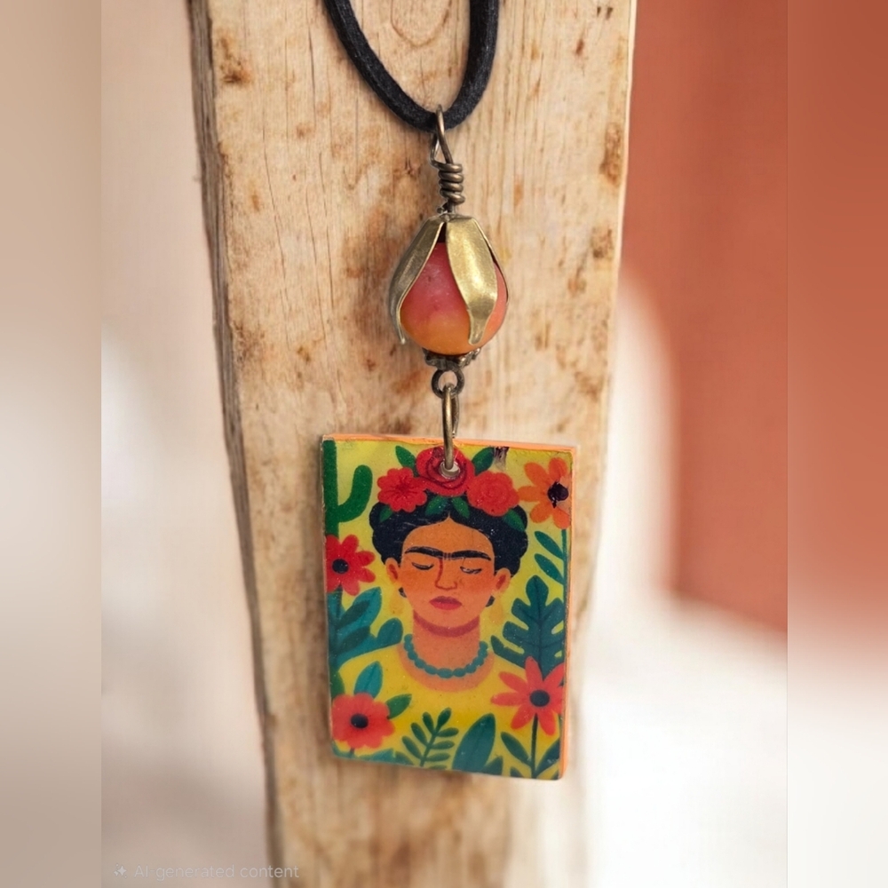 Handcrafted Frida Kahlo Pendant Necklace